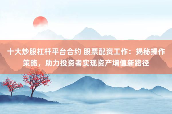 十大炒股杠杆平台合约 股票配资工作：揭秘操作策略，助力投资者实现资产增值新路径