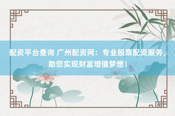 配资平台查询 广州配资网：专业股票配资服务，助您实现财富增值梦想！