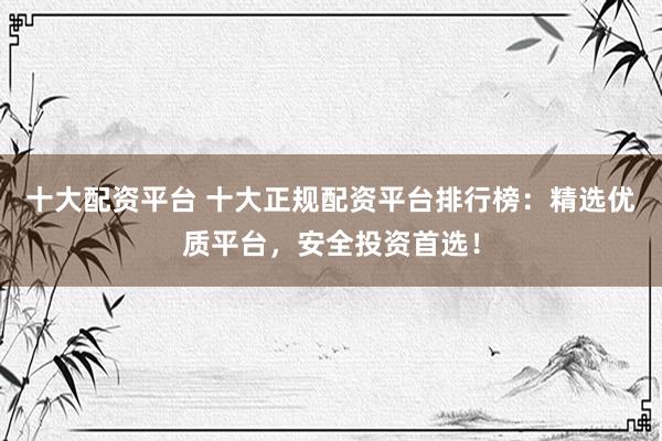 十大配资平台 十大正规配资平台排行榜：精选优质平台，安全投资首选！