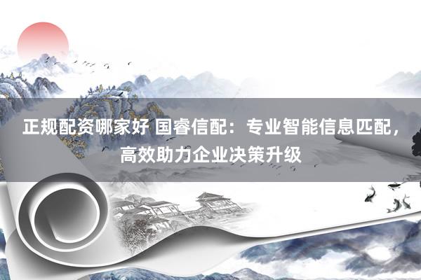 正规配资哪家好 国睿信配：专业智能信息匹配，高效助力企业决策升级