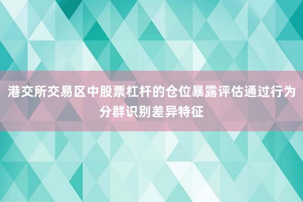 港交所交易区中股票杠杆的仓位暴露评估通过行为分群识别差异特征