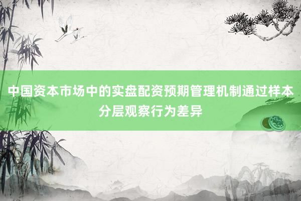 中国资本市场中的实盘配资预期管理机制通过样本分层观察行为差异