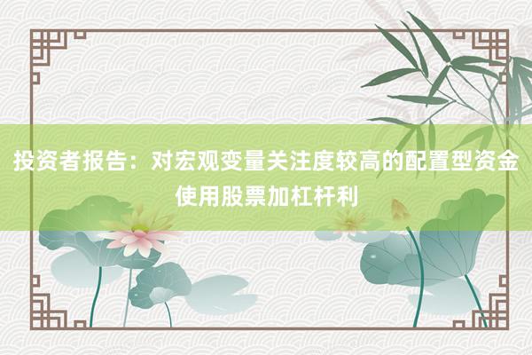 投资者报告：对宏观变量关注度较高的配置型资金使用股票加杠杆利