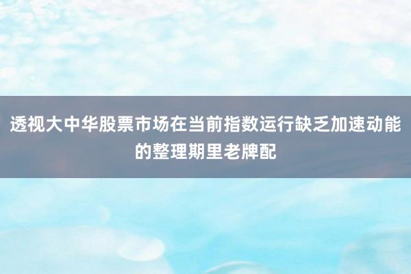 透视大中华股票市场在当前指数运行缺乏加速动能的整理期里老牌配