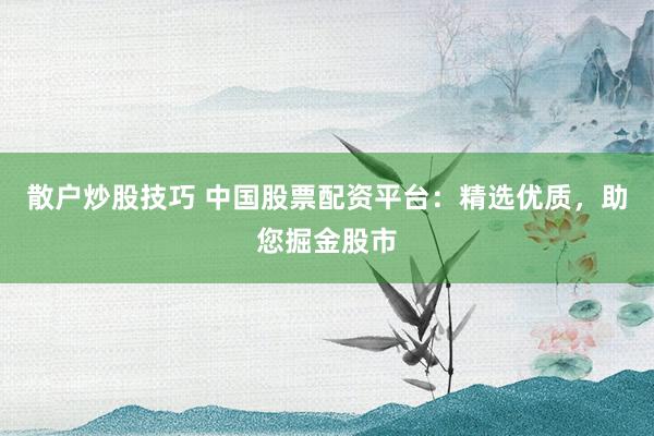 散户炒股技巧 中国股票配资平台:精选优质,助您掘金股市